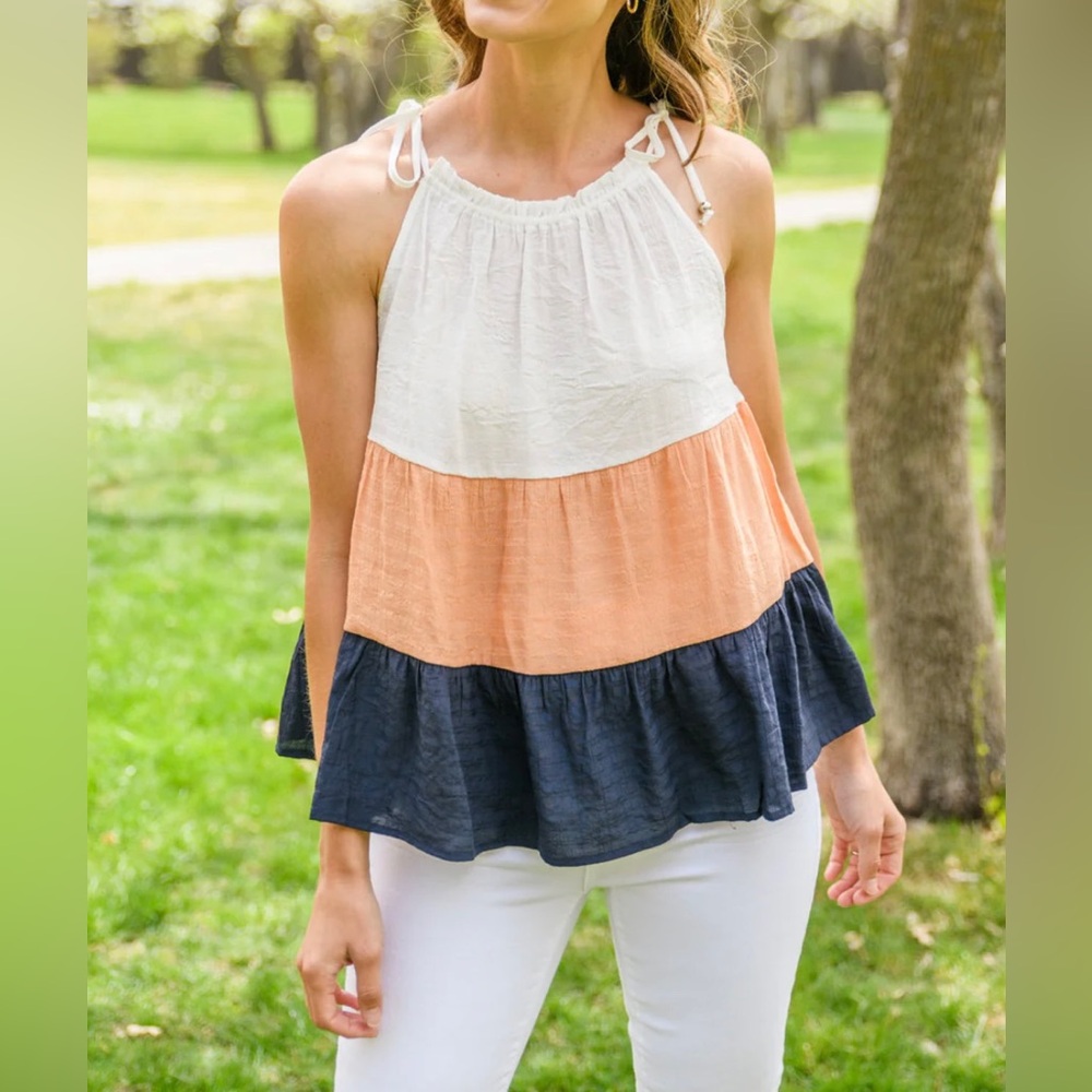NWOT Hailey & Co Gimme That Love Colorblock Halter Swing Tank Top Size Medium